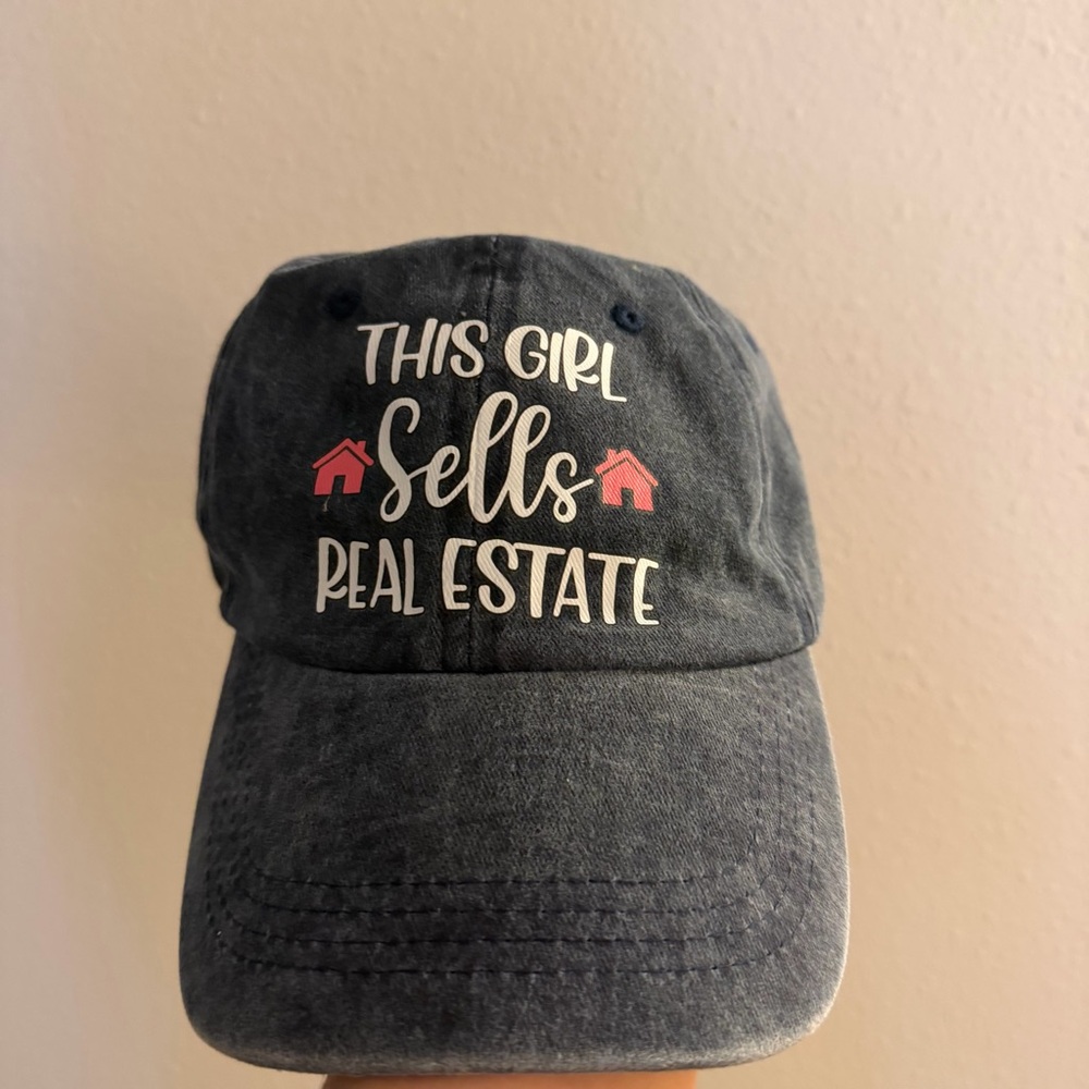 Gray Baseball Cap with Pink and White Text